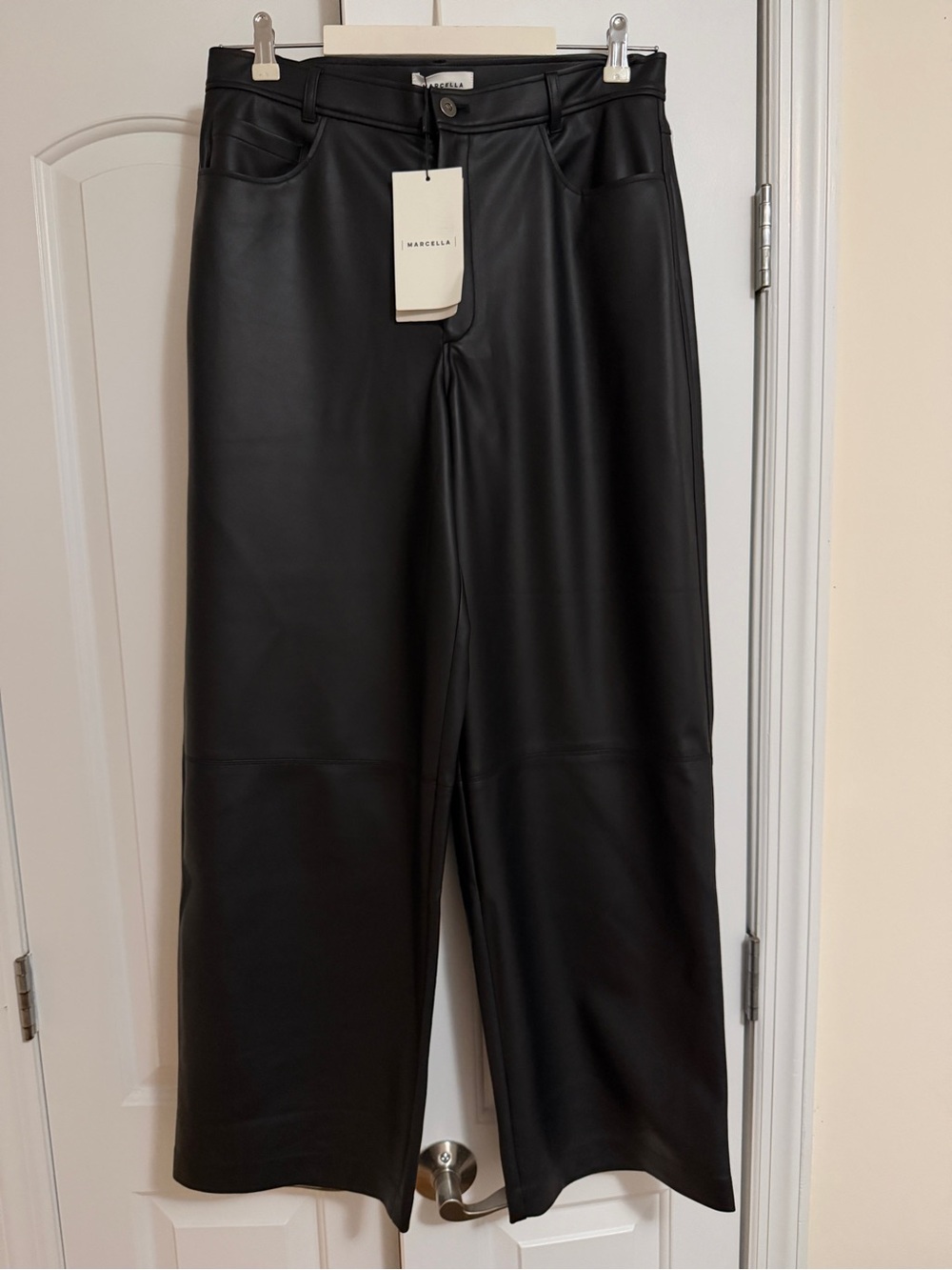 NWT Marcella NYC Black Faux Leather Trousers